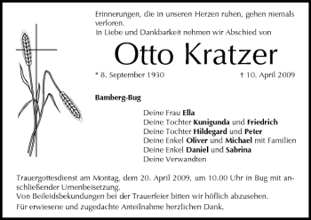 Anzeige von Otto Kratzer von MGO