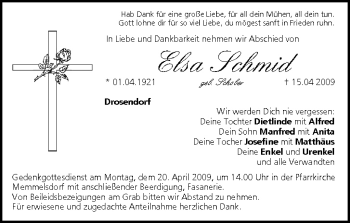 Anzeige von Elsa Schmid von MGO