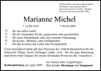 Anzeige von Marianne Michel von MGO