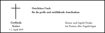 Anzeige von Gerlinda Kaiser von MGO