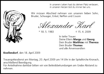 Anzeige von Alexander Karl von MGO