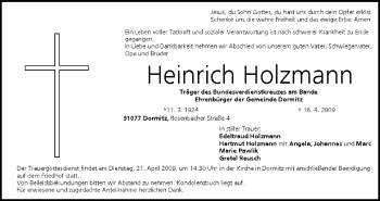 Anzeige von Heinrich Holzmann von MGO