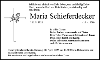 Anzeige von Maria Schieferdecker von MGO