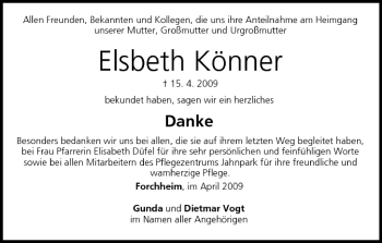 Anzeige von Elsbeth Könner von MGO