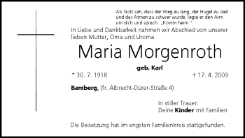 Anzeige von Maria Morgenroth von MGO