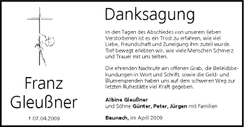 Anzeige von Franz Gleußner von MGO