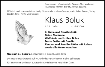 Anzeige von Klaus Boluk von MGO
