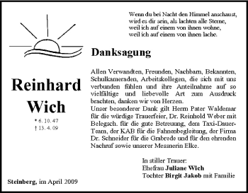 Anzeige von Richard Wich von MGO