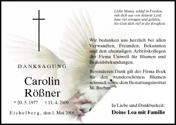 Anzeige von Carolin Rößner von MGO