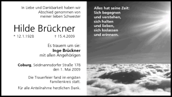 Anzeige von Hilde Brückner von MGO