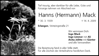 Anzeige von Hanns Hermann Mack von MGO