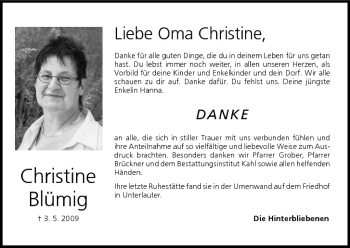 Anzeige von Christine Blümig von MGO