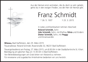 Anzeige von Franz Schmidt von MGO