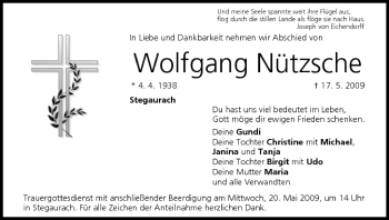 Anzeige von Wolfgang Nützsche von MGO