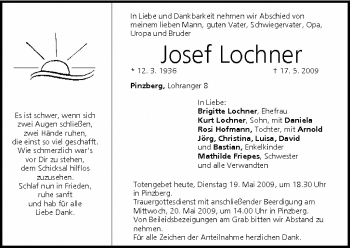 Anzeige von Josef Lochner von MGO