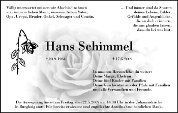 Anzeige von Hans Schimmel von MGO