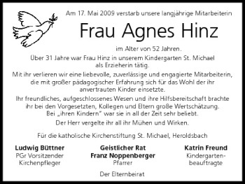 Anzeige von Agnes Hinz von MGO