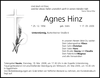 Anzeige von Agnes Hinz von MGO