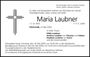 Anzeige von Maria Laubner von MGO