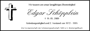 Anzeige von Edgar Schöpplein von MGO