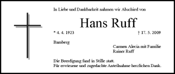 Anzeige von Hans Ruff von MGO