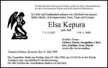 Anzeige von Elsa Kepura von MGO