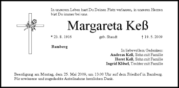 Anzeige von Margareta Keß von MGO