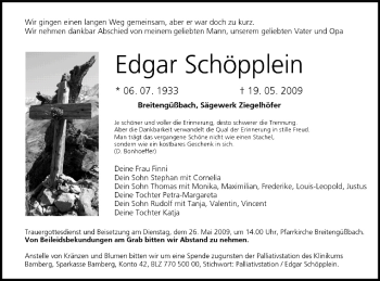 Anzeige von Edgar Schöpplein von MGO
