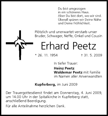 Anzeige von Erhard Peetz von MGO