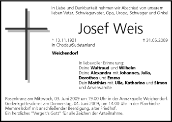 Anzeige von Josef Weis von MGO