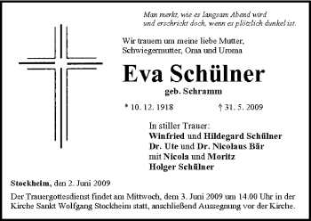 Anzeige von Eva Schülner von MGO