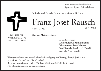 Anzeige von Franz Josef Rausch von MGO