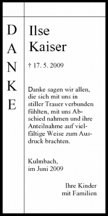Anzeige von Ilse Kaiser von MGO