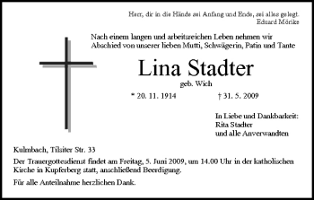 Anzeige von Lina Stadter von MGO