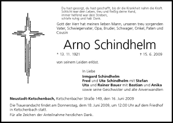 Anzeige von Arno Schindhelm von MGO