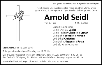 Anzeige von Arnold Seidl von MGO