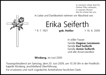 Anzeige von Erika Seifert von MGO