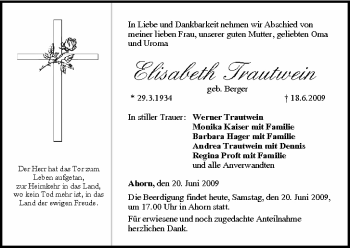 Anzeige von Elisabeth Trautwein von MGO