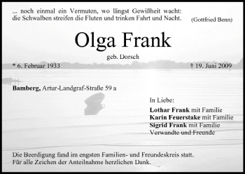 Anzeige von Olga Frank von MGO