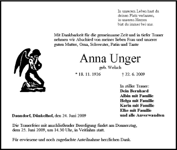 Anzeige von Anna Unger von MGO