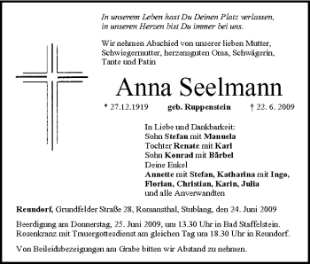 Anzeige von Anna Seelmann von MGO