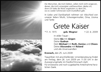 Anzeige von Grete Kaiser von MGO