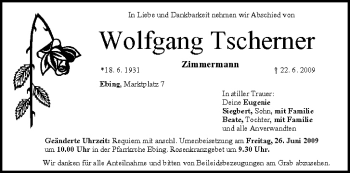 Anzeige von Wolfgang Tschemer von MGO