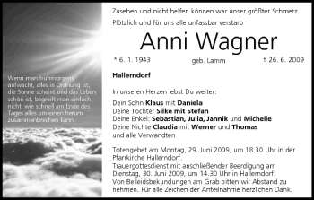 Anzeige von Anni Wagner von MGO