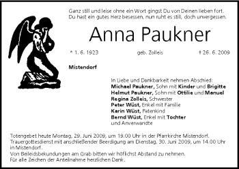 Anzeige von Anna Paukner von MGO
