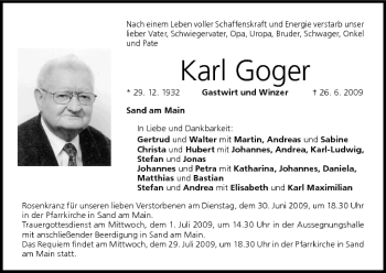 Anzeige von Karl Goger von MGO