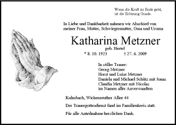 Anzeige von Katharina Metzner von MGO