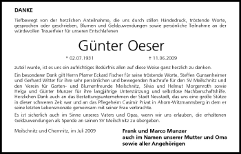 Anzeige von Günter Oeser von MGO