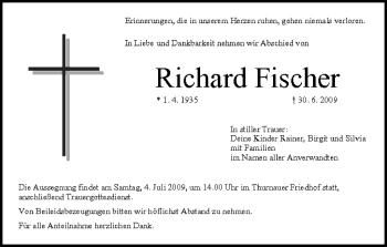 Anzeige von Richard Fischer von MGO
