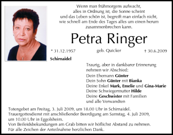 Anzeige von Petra Ringer von MGO